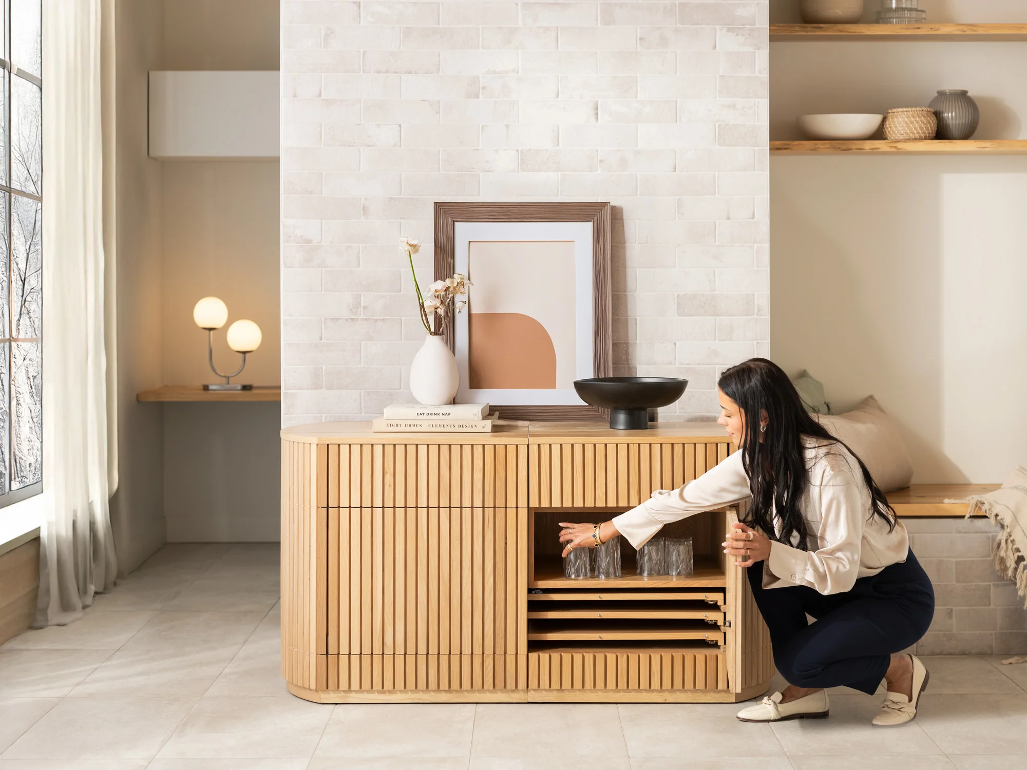 Transformer Round Sideboard - Panel Storage - Image 12