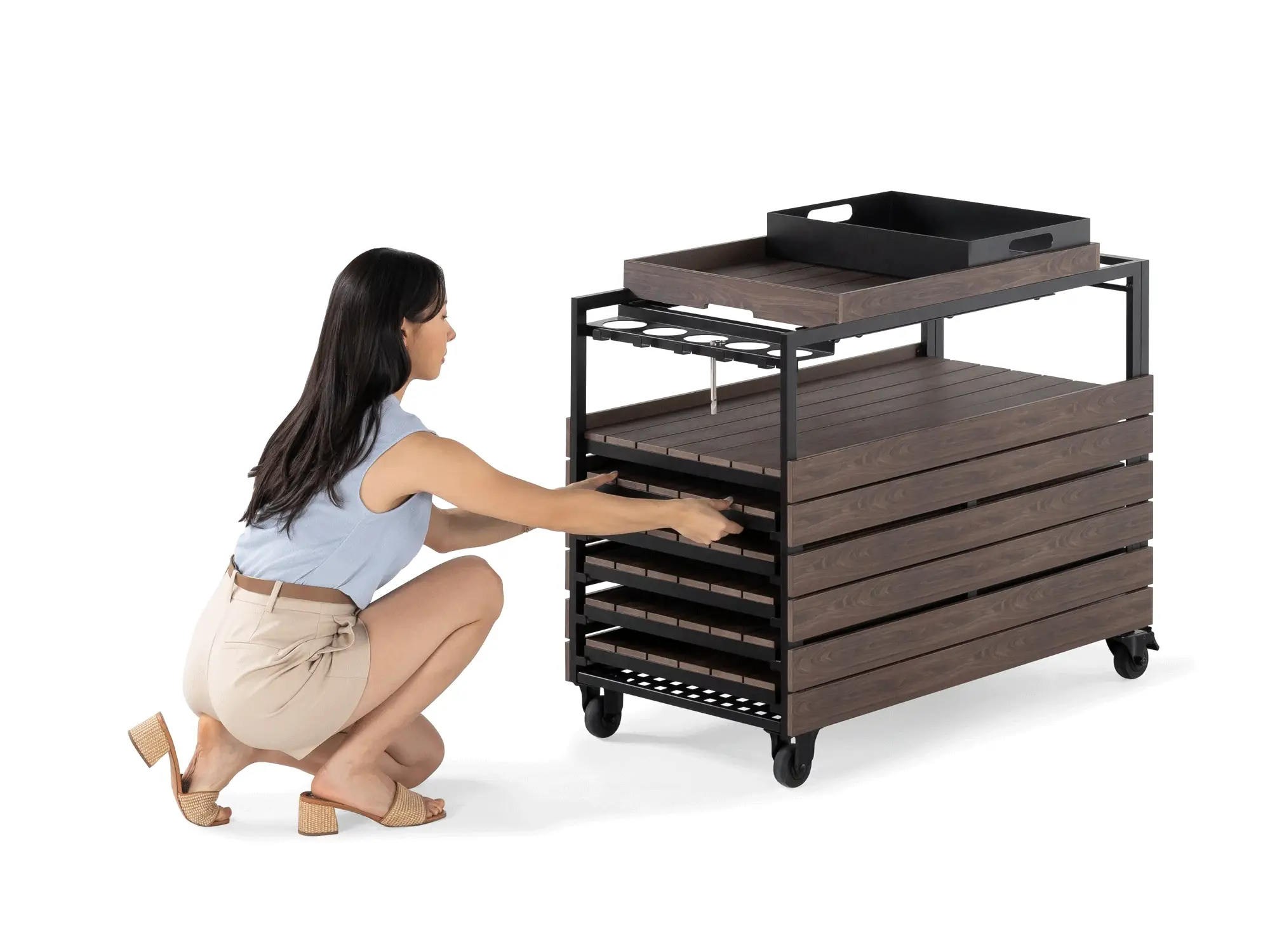 Transformer Outdoor Bar Cart - Panel Storage - Image 4
