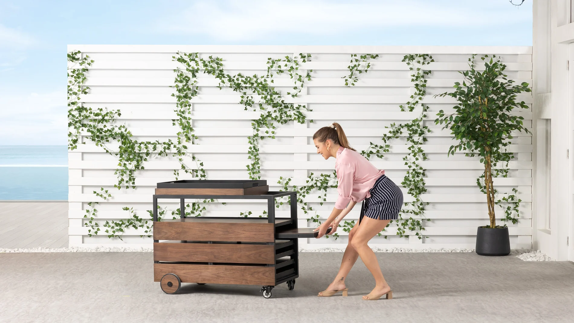 Transformer Outdoor Bar Cart - Panel Storage - Image 21
